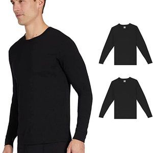NWT 32 Degrees Heat Men's 2Pk Base Layer Long Sleeve Tee Black Size S $40 JK040